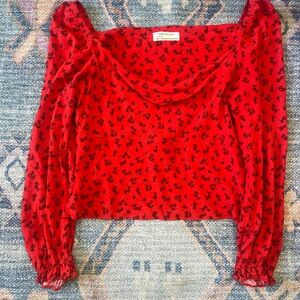 Red Printed Women's Top